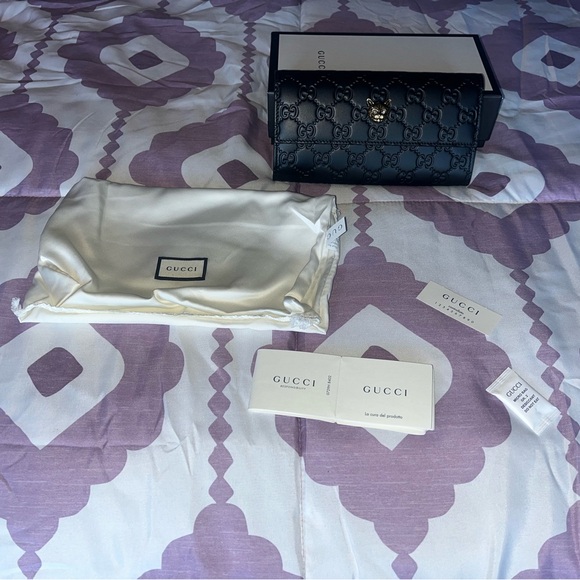 Gucci continental wallet with Cat authentic w/ box cards dust bag 🌺 - Picture 8 of 13